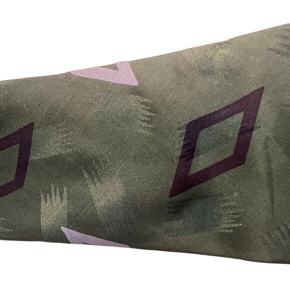 Polo Ralph Lauren USA Made Green Blue Geometric Print 100% Silk Tie - Picture 5 of 5